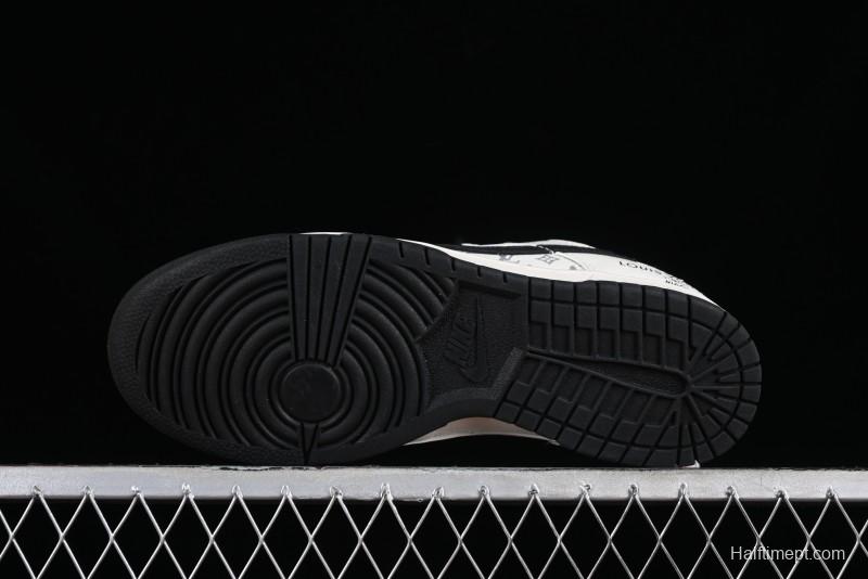 Nike Dunk Low LV Collaboration - Monogram Beige Black Hook SB Low Top Casual Skate Shoes - FC1688-189