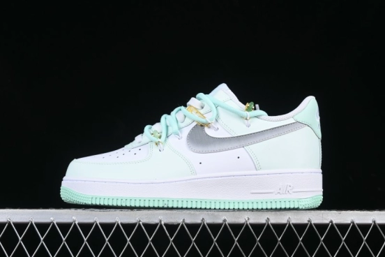 Nike Air Force 1 '07 Low Gold-Inlaid Jade Casual Sneakers with Strap - XV7981-476