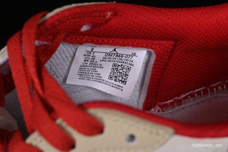 Nike Travis Scott x Fragment Design x Air Jordan 1 Low OG SP AJ1 Snake Year Limited Red Brown Black Swoosh Low Top Casual Sneakers - DM7866-077