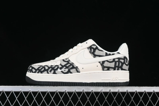 Nike Air Force 1 '07 Low Dior Collaboration Black Pattern Low-Top Casual Sneakers - DF0188-028