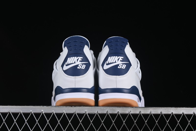 Nike SB x Air Jordan 4 Retro "Navy" White Blue Basketball Shoes - DR5415-100