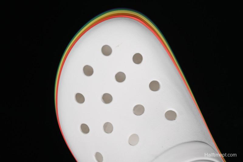 Crocs Crocband Platform Rainbow Comfortable Thick-Soled Clogs - B.D4