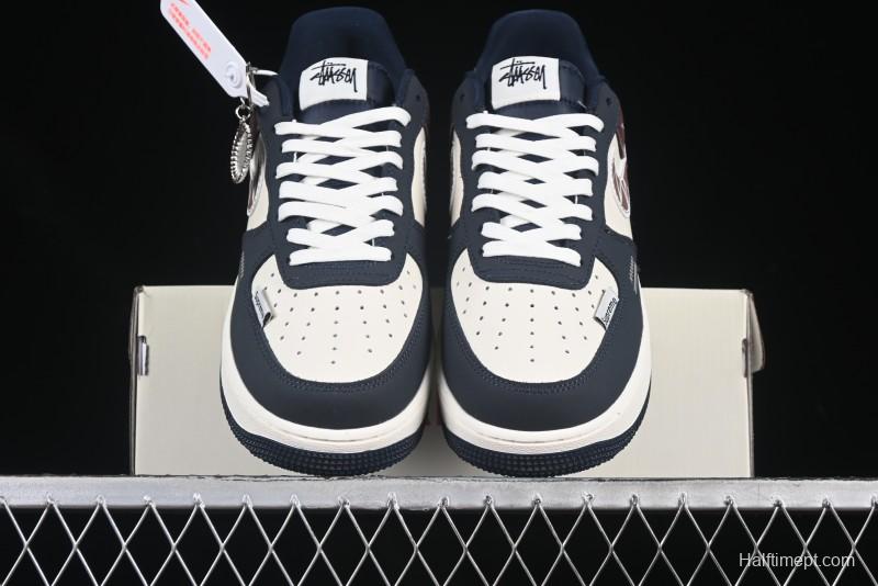 Nike Air Force 1 '07 Low Stussy Collaboration White Blue Chocolate Low-Top Casual Sneakers - KK1988-061