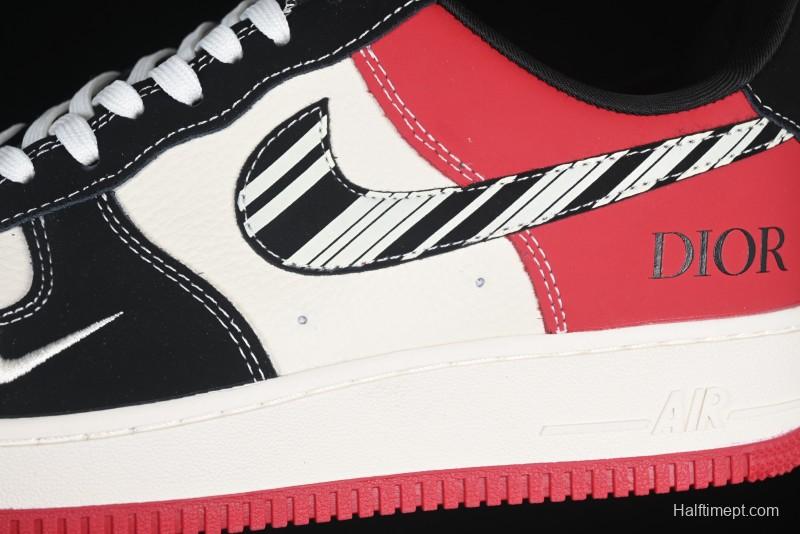 Nike Air Force 1'07 Low Dior Collaboration Red Black Zebra Print Casual Sneakers - KK1988-066