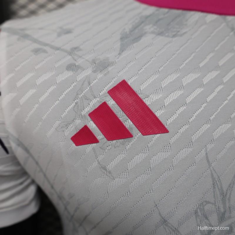 Player Version 2025 Japan White with Blue and Red Bird Jersey