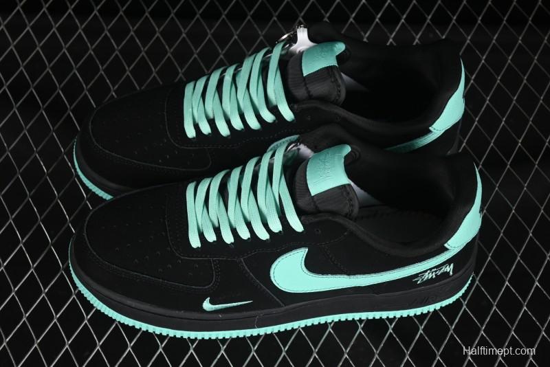 Nike Air Force 1 '07 Low Stussy Collaboration Tiffany Blue Casual Sneakers - DF0188-045
