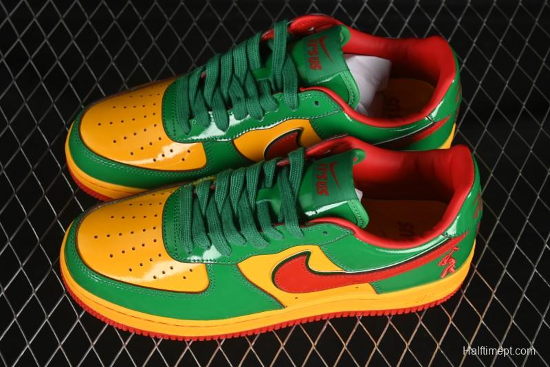 Nike Air Force 1'07 Low Lil Yachty Collaboration Casual Sneakers with Patent Leather and Multicolor Design - IH4383-300