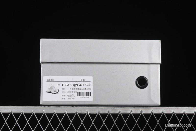 GG-CC Star-Design Lace-Up Hollow-Out Platform Sneakers with 5cm Height Boost - G25U9789