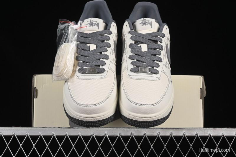 Nike Air Force 1'07 Low Stussy Collaboration Woven Fabric Low-Top Casual Sneakers - BZ6808-101