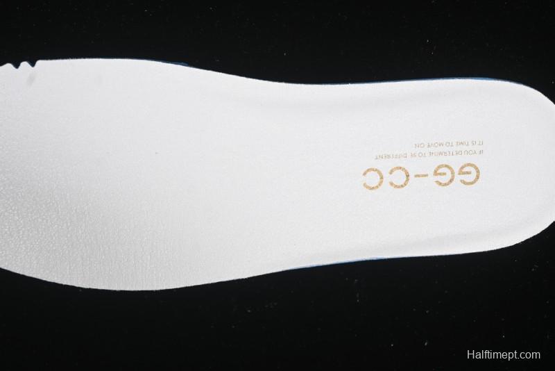 GG-CC Star Same Style Lace-Up Hollow Out Dad Shoes with 5cm Hidden Height Increase - G25X269 White Blue