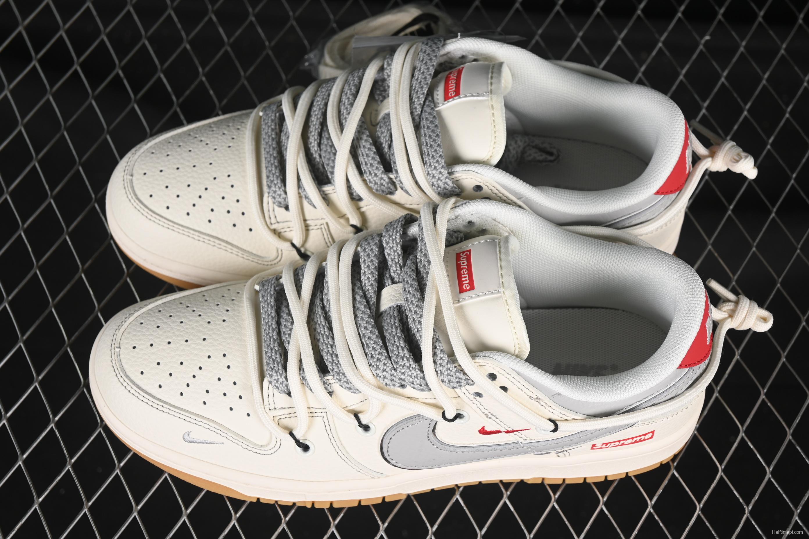 Nike SB Dunk Low Sup Series Strap White Grey Check Anniversary Custom Low-Top Casual Skate Shoes - FC1688-215