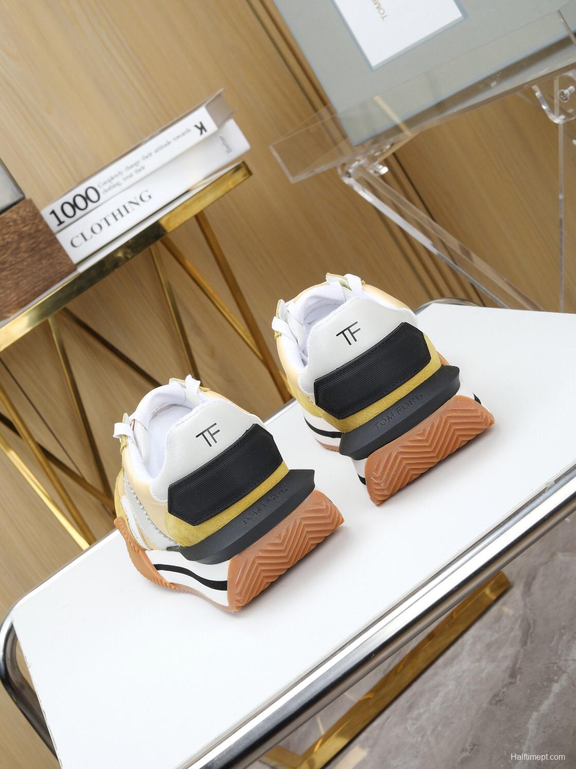 2025 Unisex TOM FORD Yellow White Grey Suede Leather Sneakers LY00360(F)/LY00370(M)