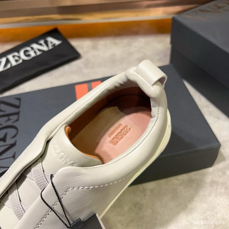2024 Men Ermenegildo Zegna White Leather Sneakers MJ00280