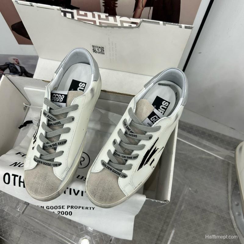 2025 Women GGDB White Black Leather Suede Sneakers
