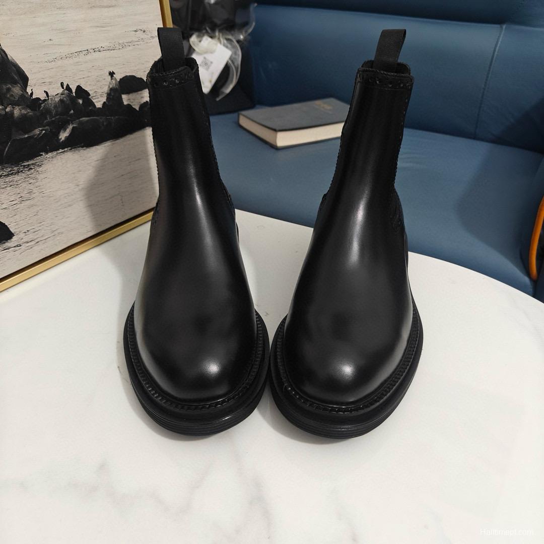 2024 Men Dolce & Gabbana Black Leather Chelsea Boots