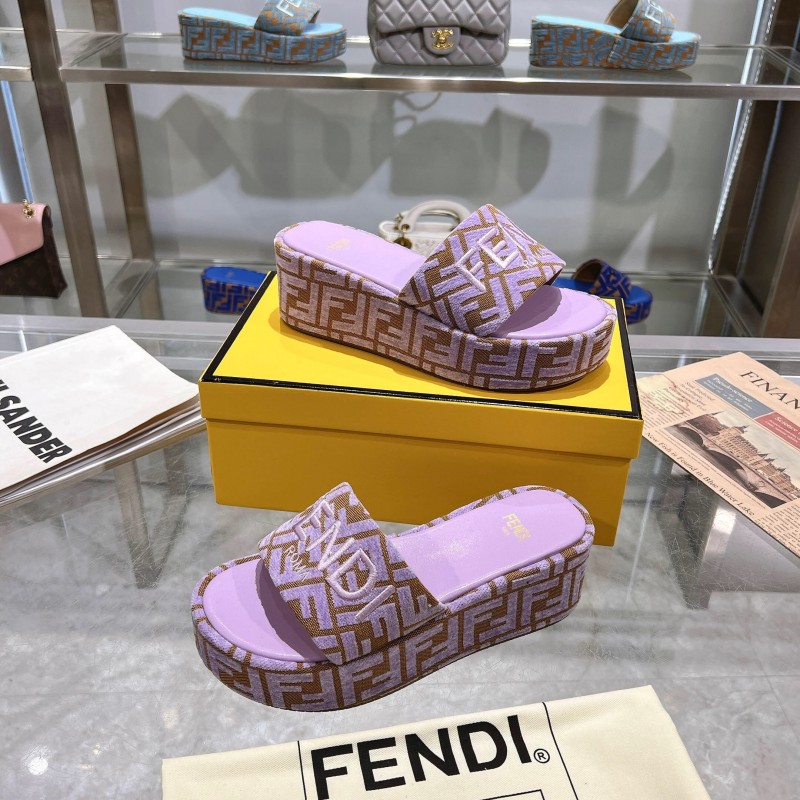 2025 Fendi Pink Canvas Slippers KFY00240