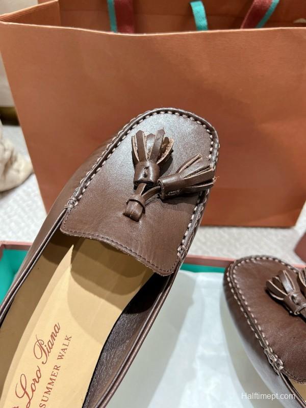 2025 Women LP Brown Leather Loafer Tassel LY00291