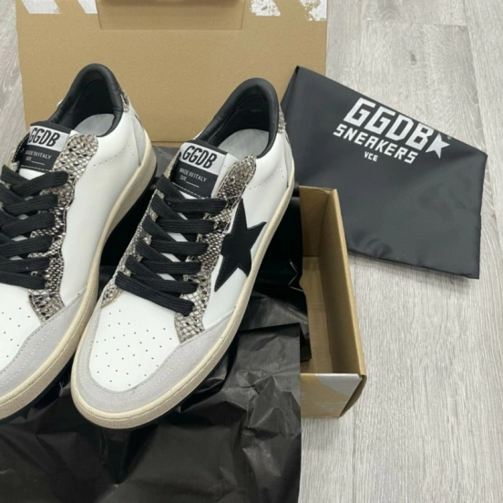 2024 Unisex GGDB White Black Snake Print Leather Suede Sneakers MJ00260
