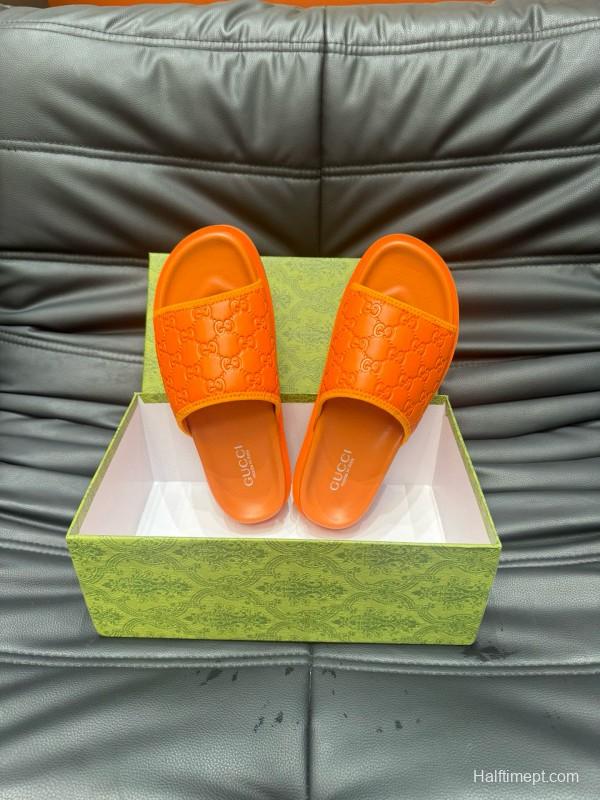 2024 Slippers Gucci Orange Rubber Slippers MJ00200
