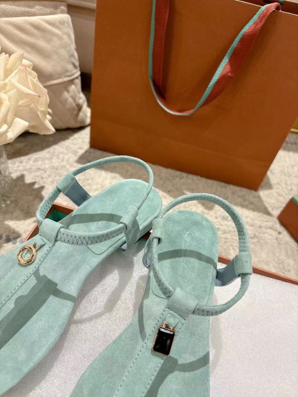 2025 Women LP Light Blue Suede Sandals LY00250
