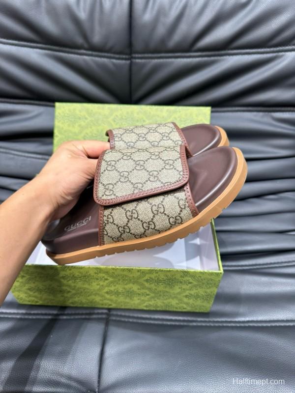 2024 Slippers Gucci Brown Canvas Slippers MJ00200