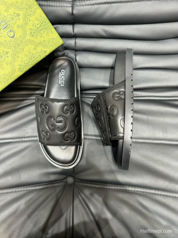 2024 GUCCI Black Leather Slippers MJ00200