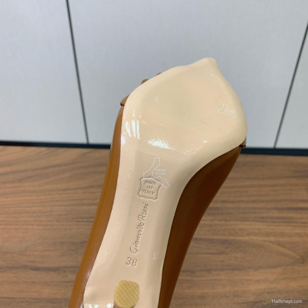 2025 Women Gianvito Rossi Brown Leather High Heels KFY00300