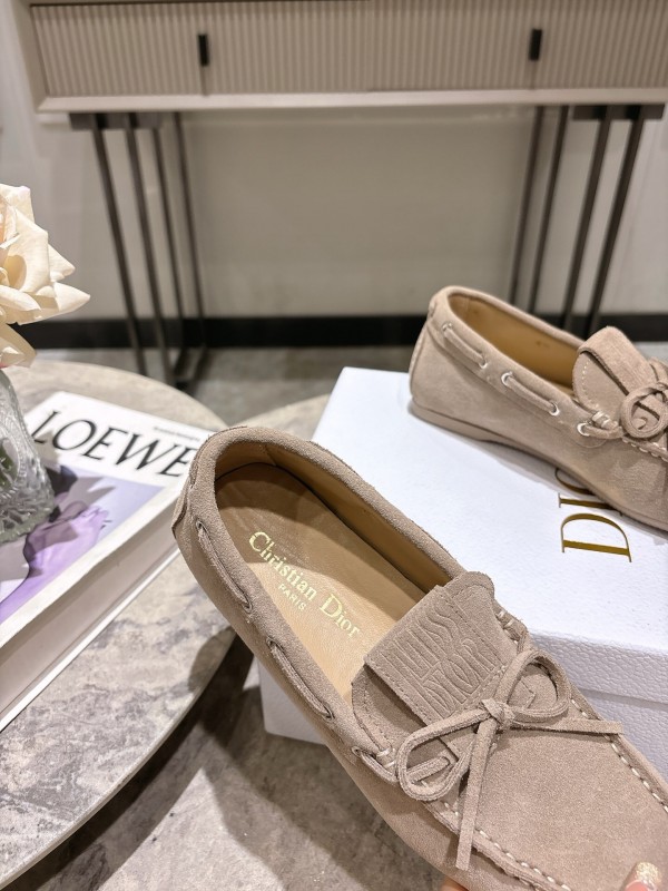 2025 Women Dior Beige Suede Loafers