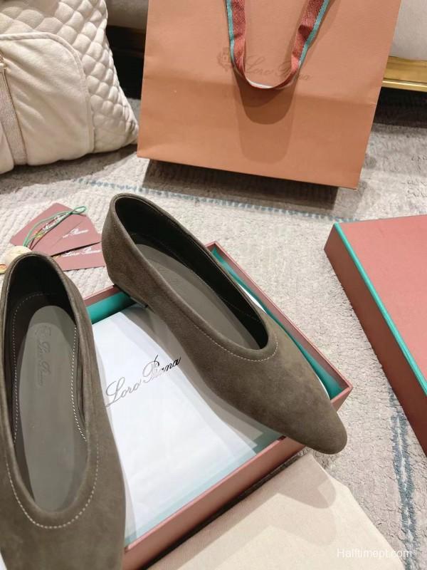 2025 Women LP Brown Suede Ballet Flats