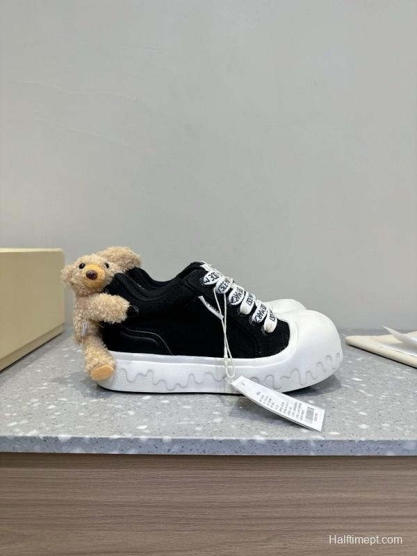 2025 Women 13DE MARZO Black Canvas Small Bear Toy Sneakers KFY00280