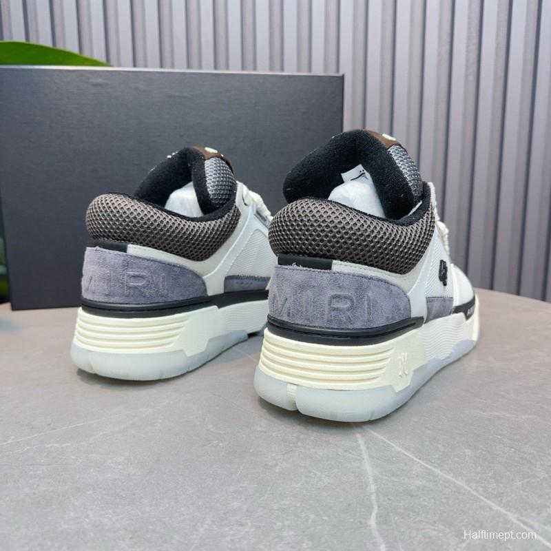 2024 Unisex Amiri White Grey Mesh Suede Sneakers MJ00360