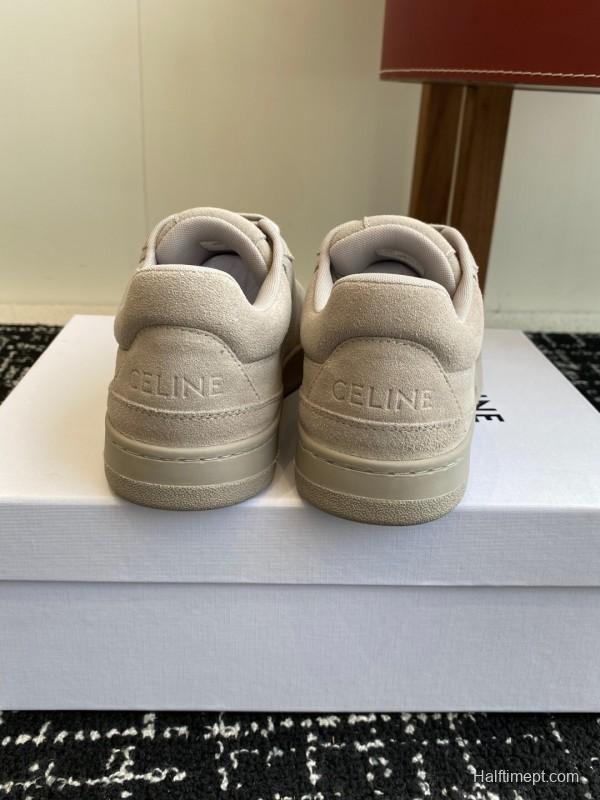 2025 Women Celine Beige Suede Sneakers KFY00310