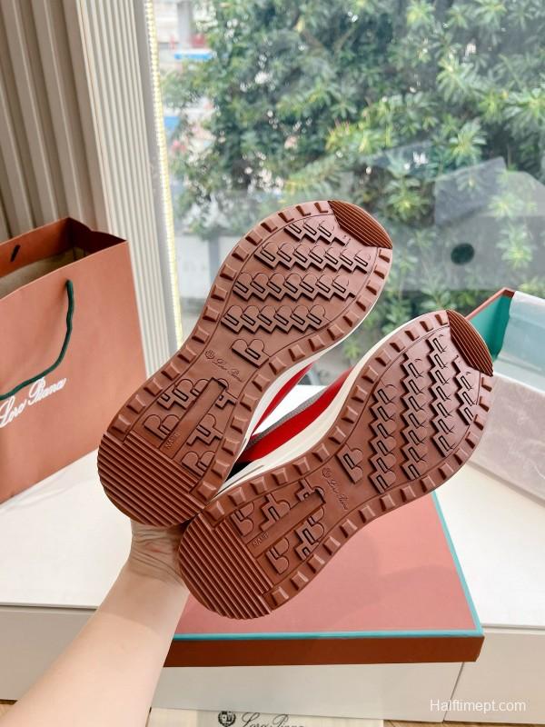 2024 Unisex Le Parmentier Red White Black Mesh Leather Sneakers