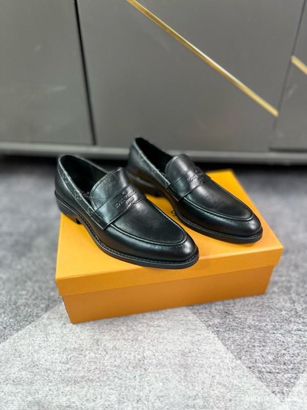 2024 Men Louis Vuitton Black Leather Formal Shoes MJ00290