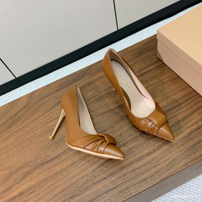 2025 Women Gianvito Rossi Brown Leather High Heels KFY00300