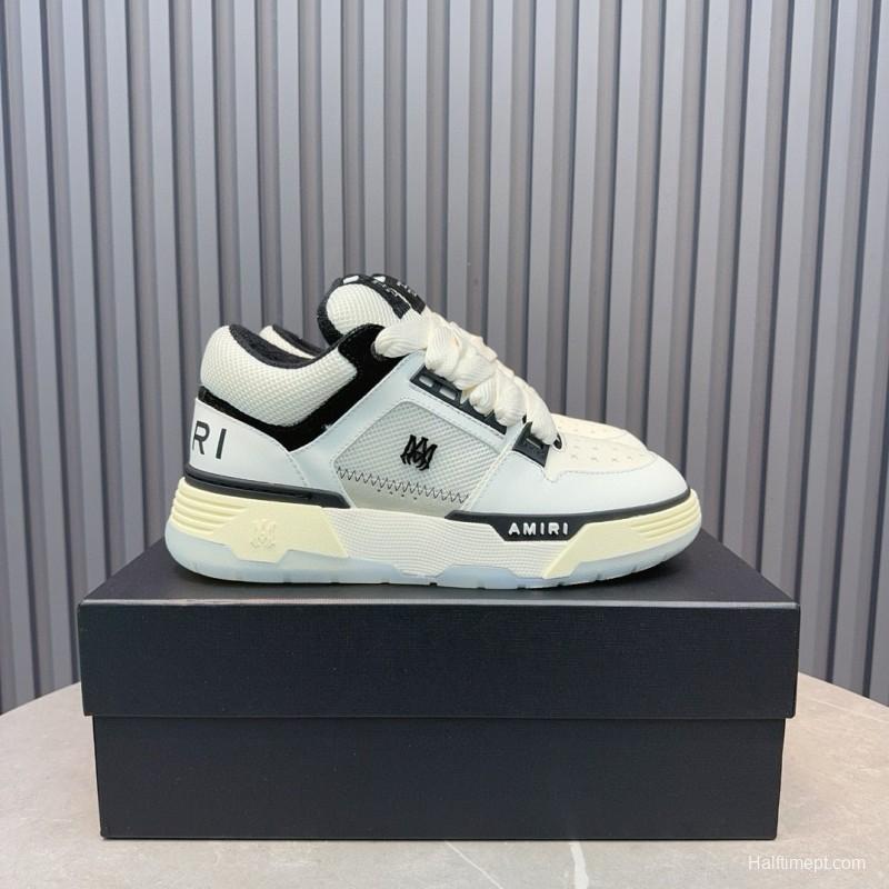 2024 Unisex Amiri White Black Leather Sneakers MJ00360