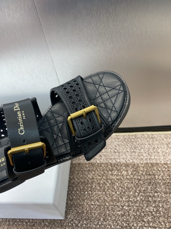 2025 Women Dior Black Leather Sandals Buckle LY00300