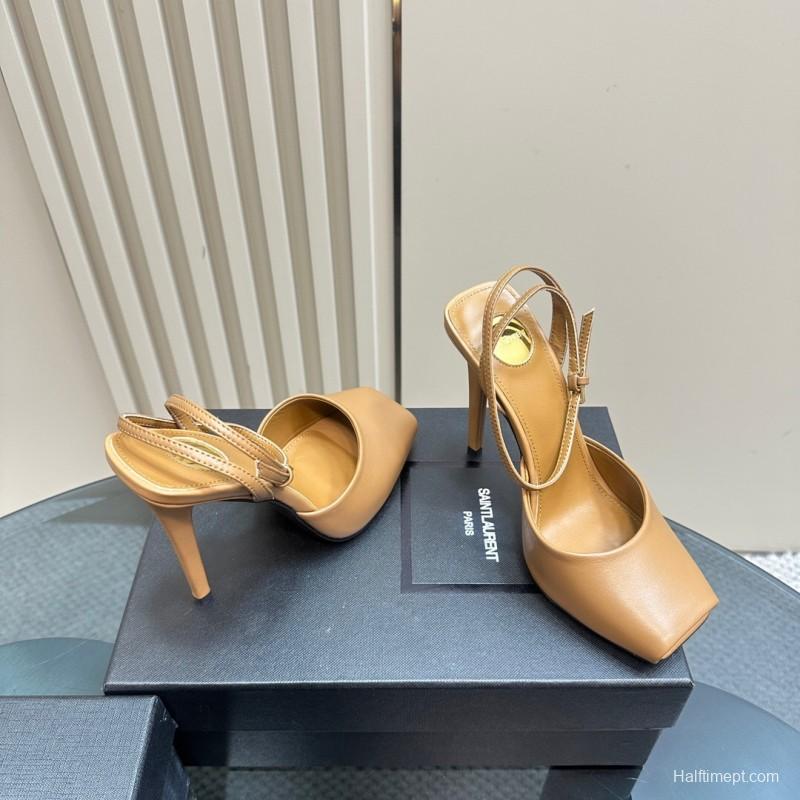 2025 Women Yves Saint Laurent Tan Calf Leather Heels KFY00280