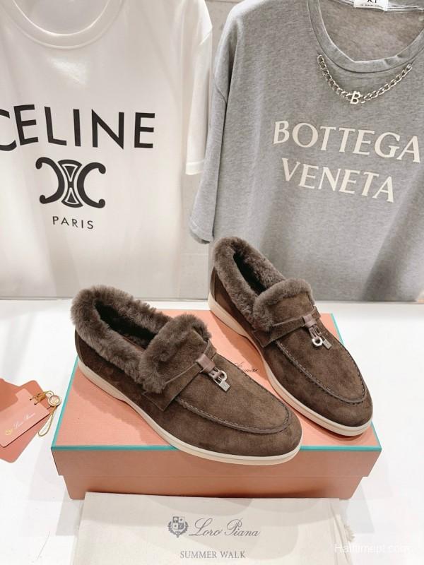 2024 Women Le Parmentier Brown Suede Shearling Loafer MJ00310
