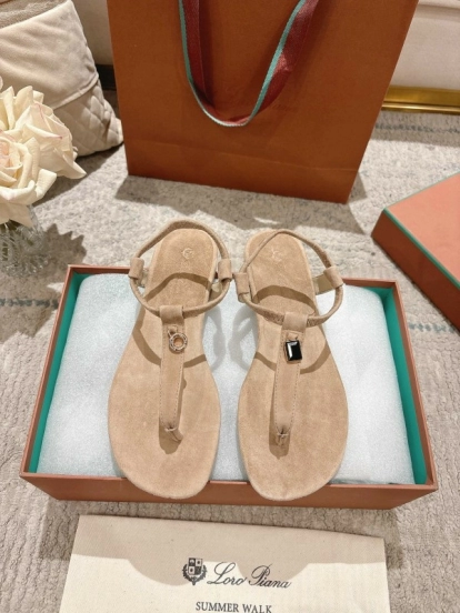 2025 Women LP Beige Suede Sandals LY00350