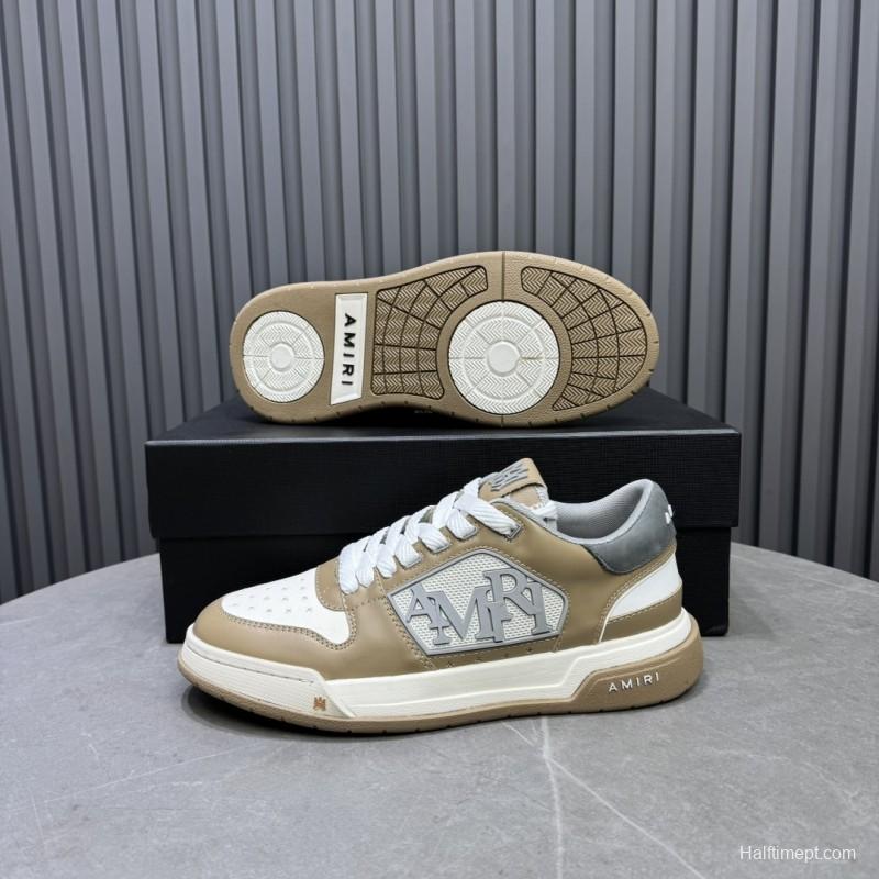 2025 Unisex Amiri Beige White Leather Sneakers MJ00360