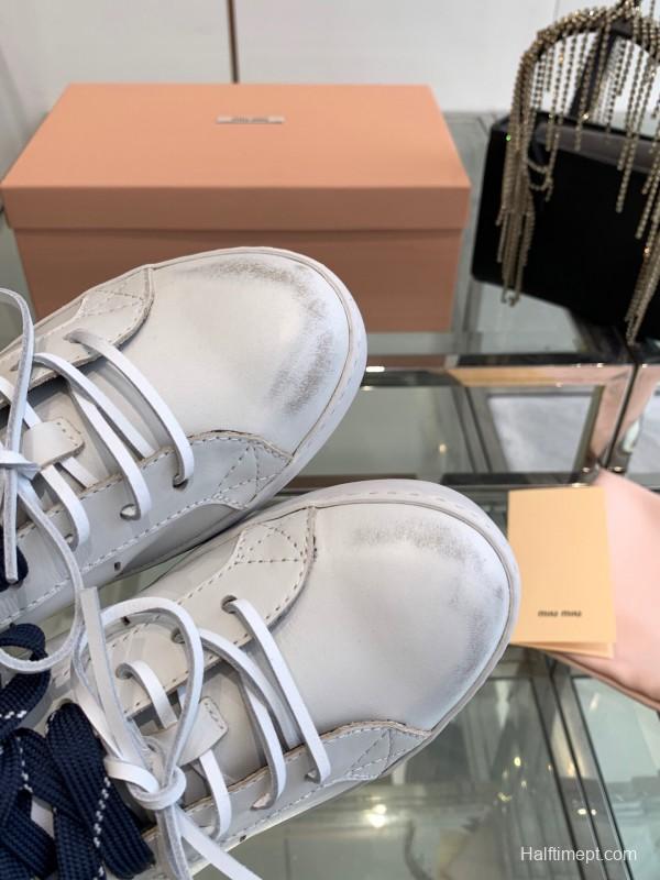 2025 Women Miu Miu White Leather Sneakers LY00290