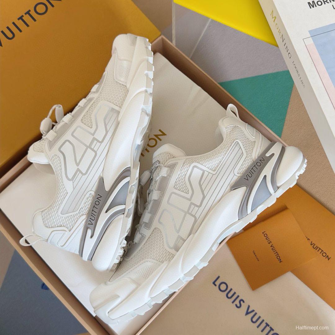 2025 Men Louis Vuitton White Mesh Sneakers MJ00390