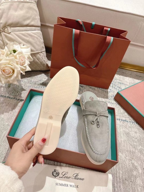 2025 Women LP Beige Suede Slip-on Loafers LY00360