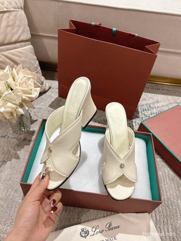 2025 Women LP White Leather Sandals LY00300