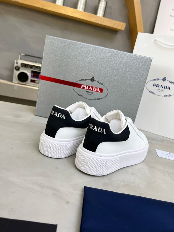 2024 Unisex Prada White Black Leather Sneakers MJ00310