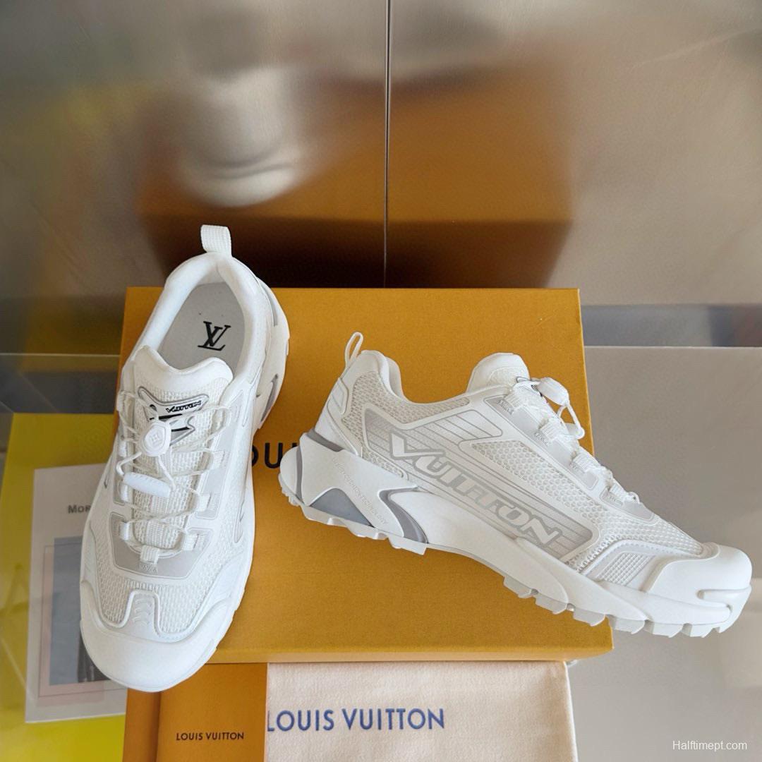 2025 Men Louis Vuitton White Mesh Sneakers MJ00390