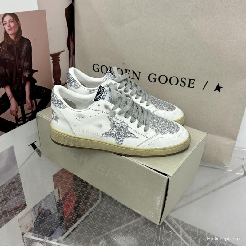 2024 Women GGDB White Silver Leather Suede Sneakers MJ00260