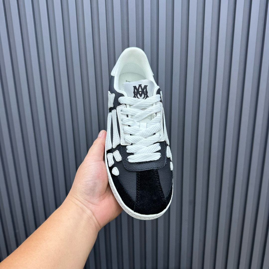 2024 Unisex Amiri Black White Leather Sneakers MJ00300
