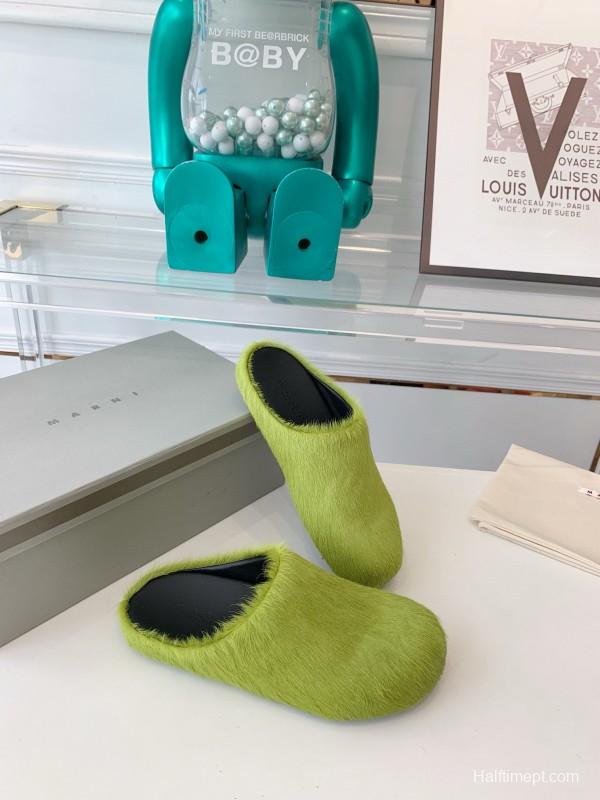 2024 Slippers Marni Green Horsehair Slippers
